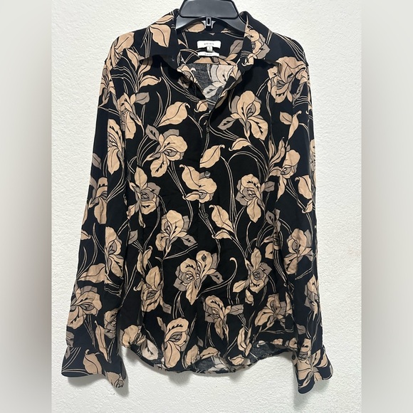Reiss Floral Black and Tan Women's Button Down Top size S - Picture 2 of 12